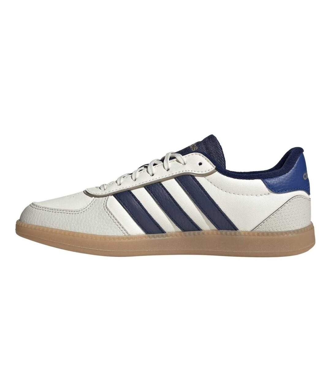Womens/ladies Breaknet 3 Stripes Leather Trainers White Blue Adidas-3