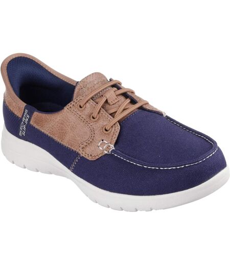Womens/ladies On The Go Flex Palmilla Boat Shoes Navy Skechers
