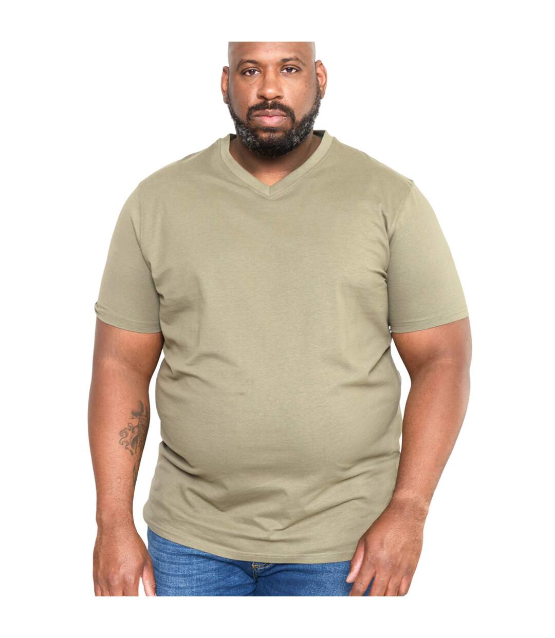 Duke Mens Signature 2 King Size Cotton V Neck T-Shirt (Khaki) - UTDC184-3