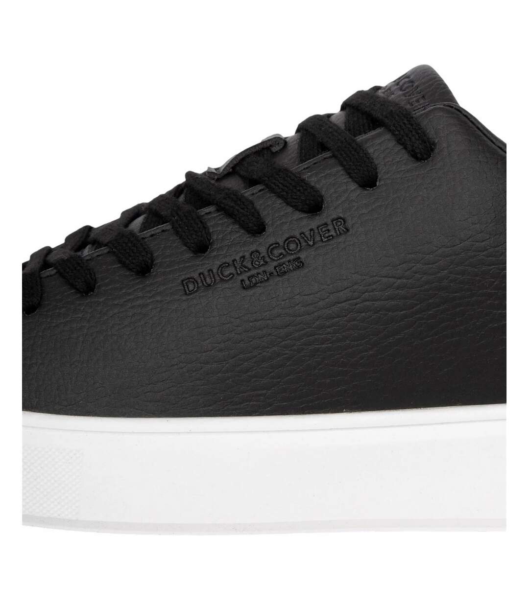 Mens kremes leather-look pu trainers black Duck and Cover-3