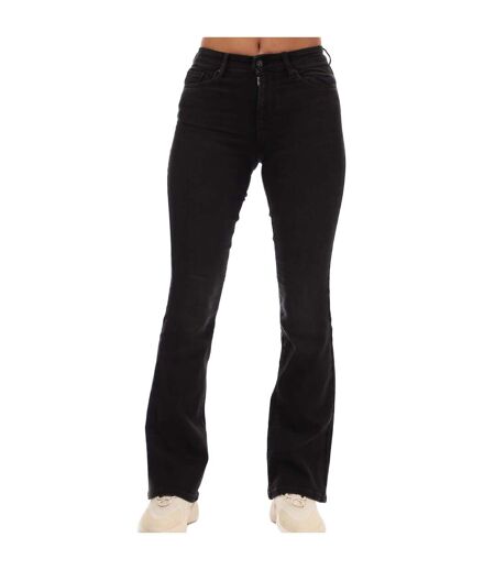 Womens/ladies Ann Mid Rise Flared Jeans Black Only