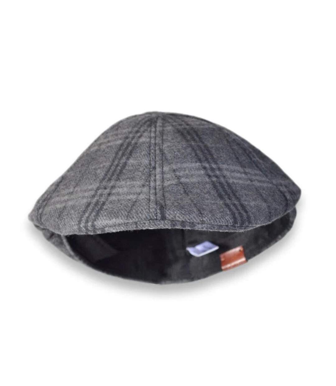 Casquette Rétro Femme en Viscose et Laine - Gris Carreaux-3