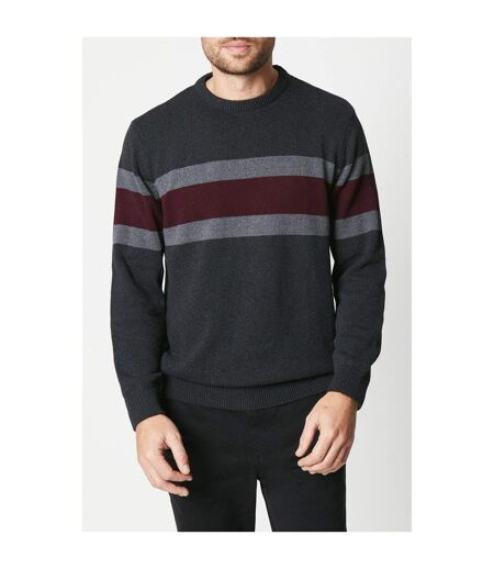 Mens premium chest stripe sweater dark grey Maine