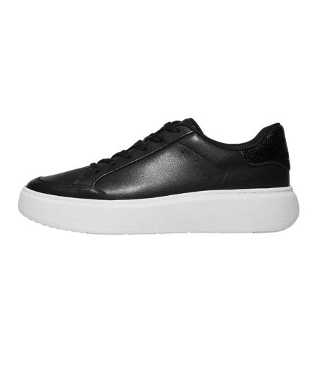 Womens/ladies Rtg Sequin Panel Leather Trainers Black FitFlop