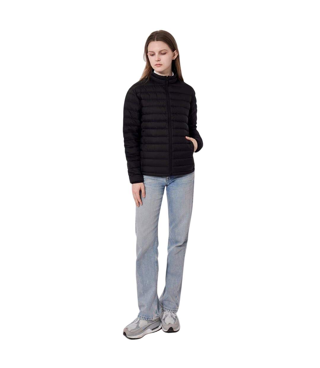 Womens/ladies Lightweight Packable Down Jacket Black Firetrap-1