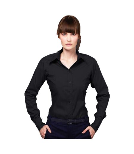 Chemise Oxford À Manches Longues Pour Dames Noir Kustom Kit