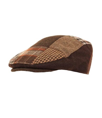 Mens Patchwork Winter Flat Cap With Wool (Brown) - UTHA254