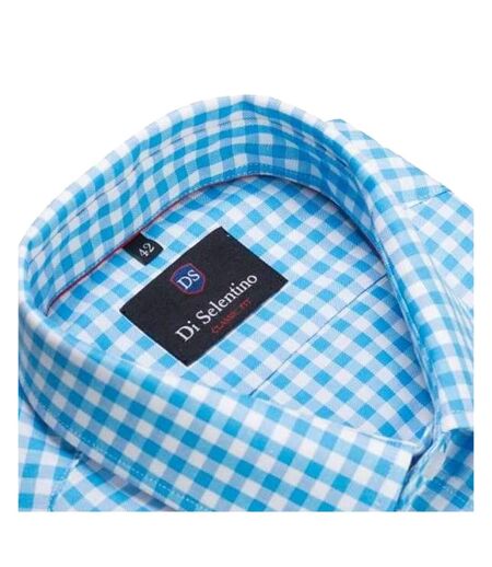 Chemise Motif/style À Carreaux Santorini Homme Turquoise Vif Di Selentino