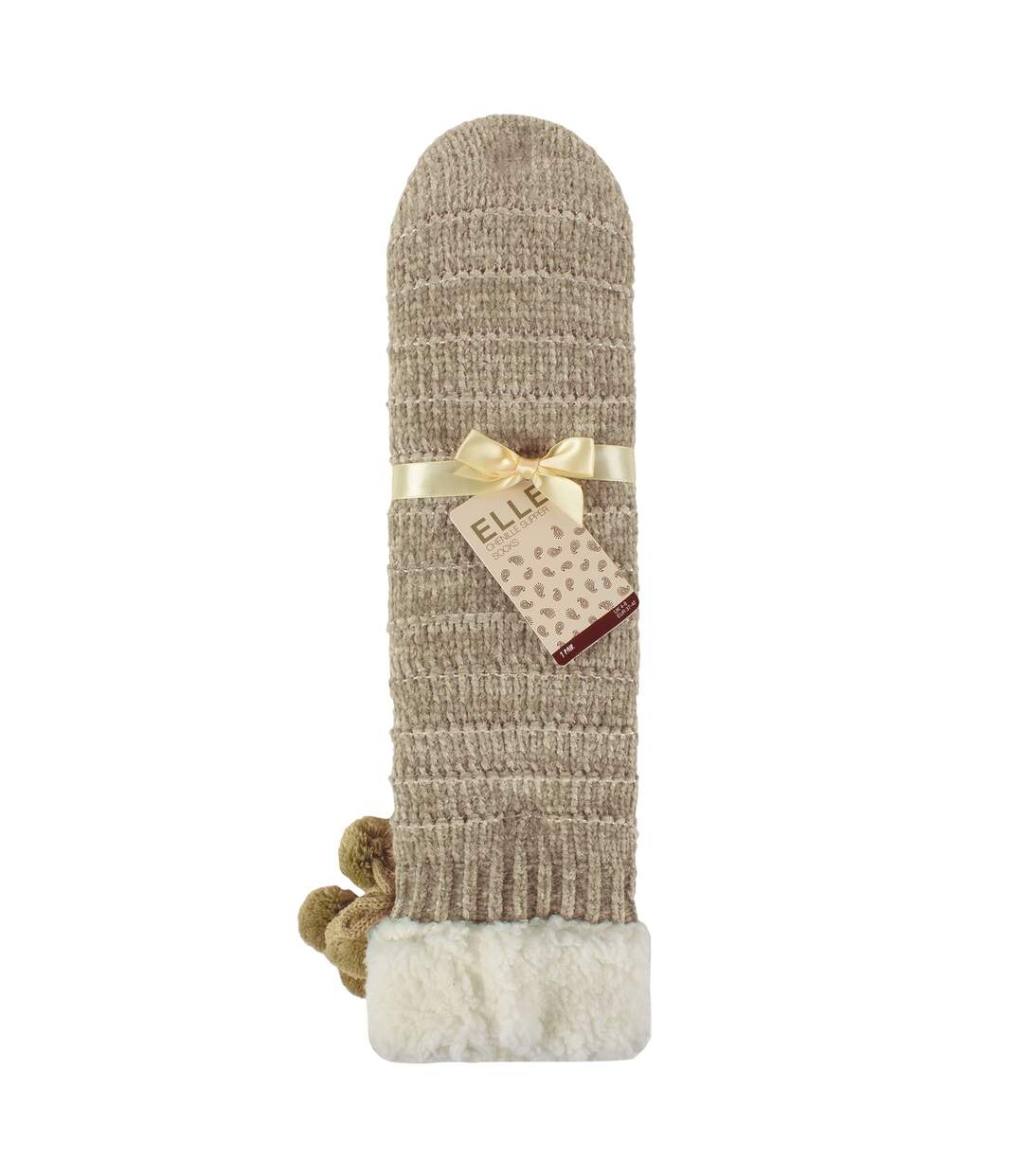 1 Pair Ladies Chenille Slipper Socks with Moccasin Sole - Soft Cosy Comfort-2