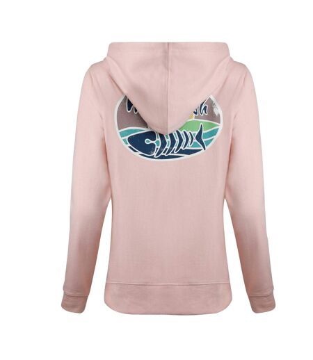 Womens/ladies kira back print pull over hoodie dusty rose Weird Fish