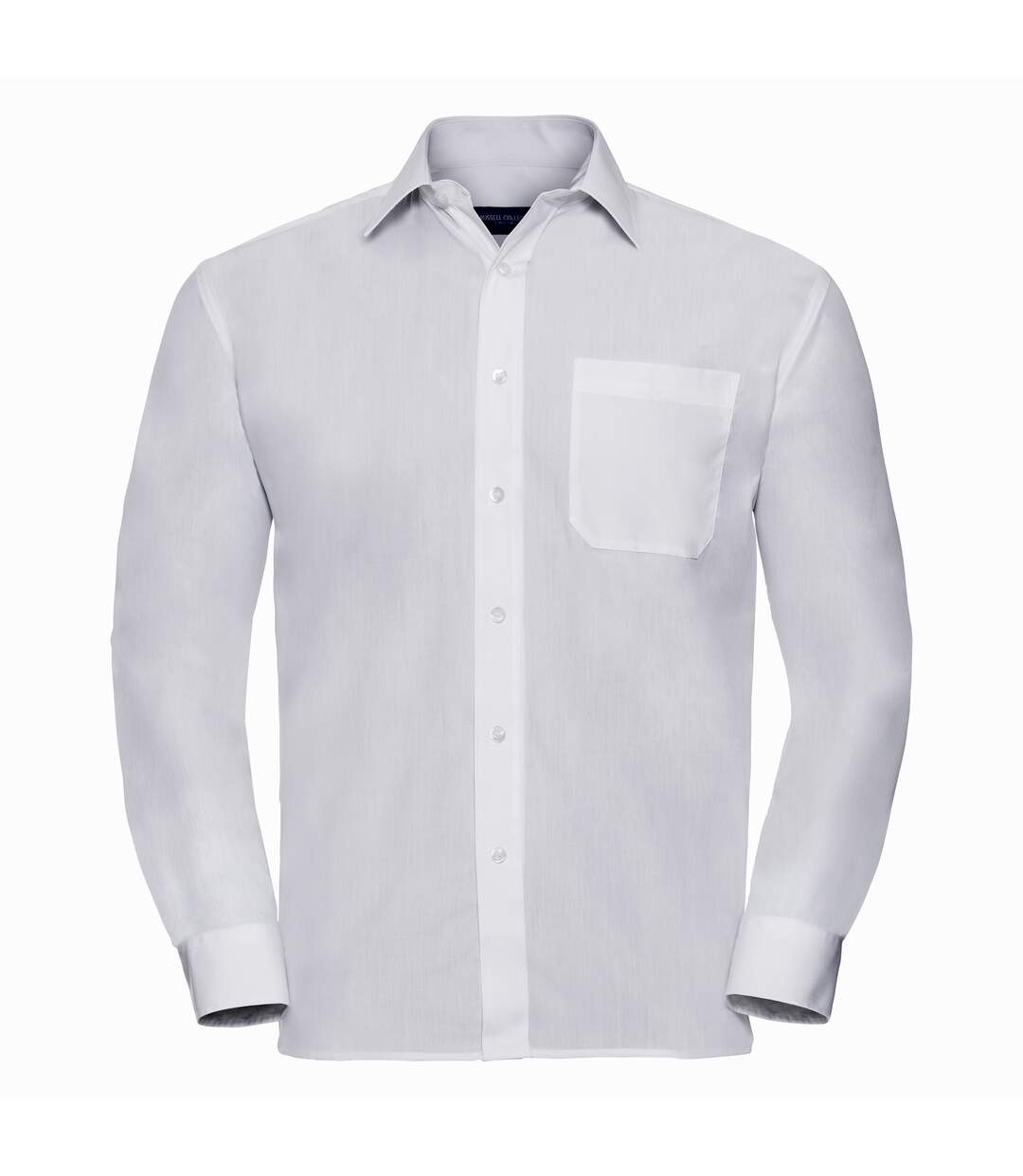 Russell Collection Mens Long Sleeve Easy Care Poplin Shirt (White)