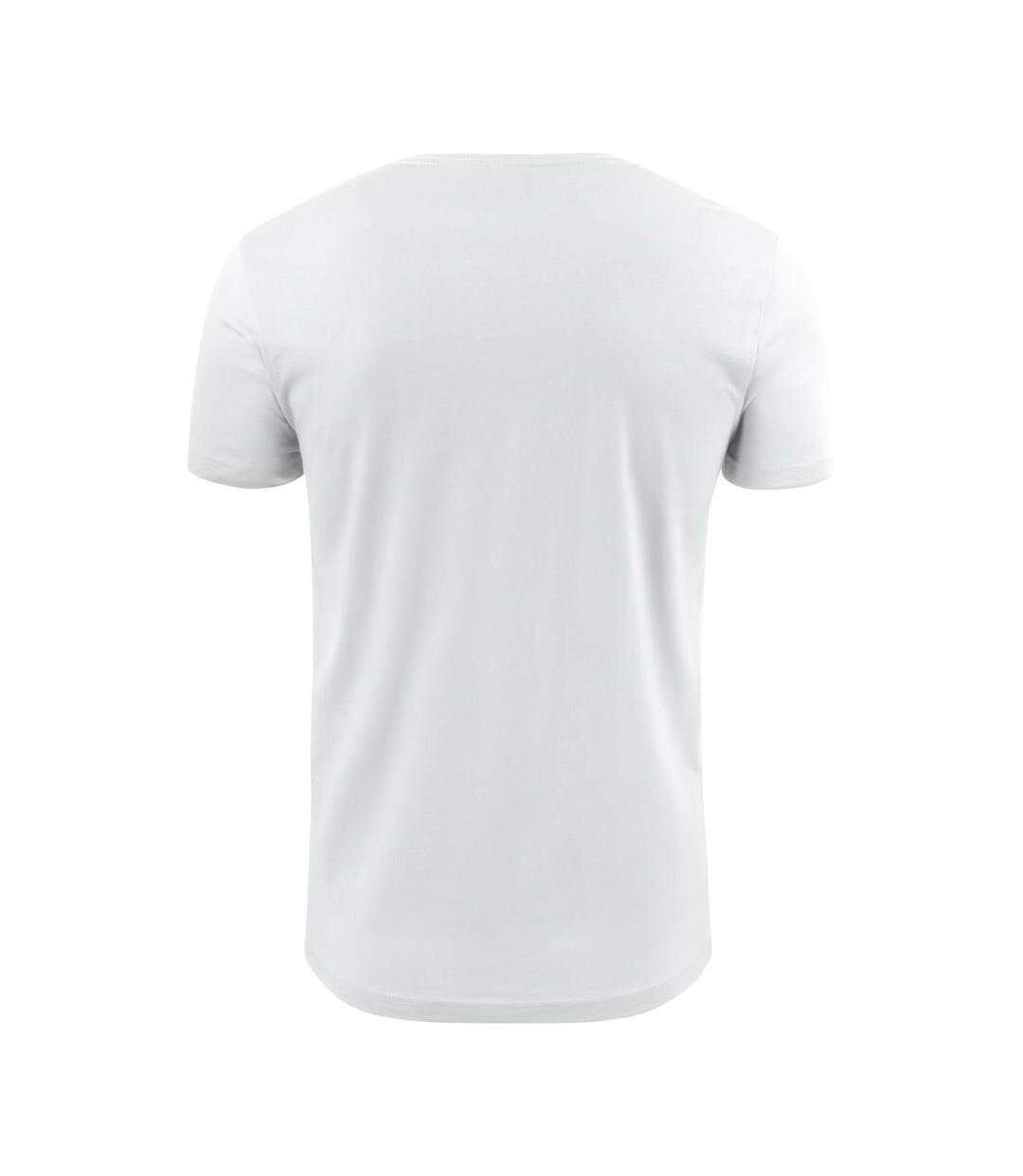 Mens V Neck T-shirt White Printer-2