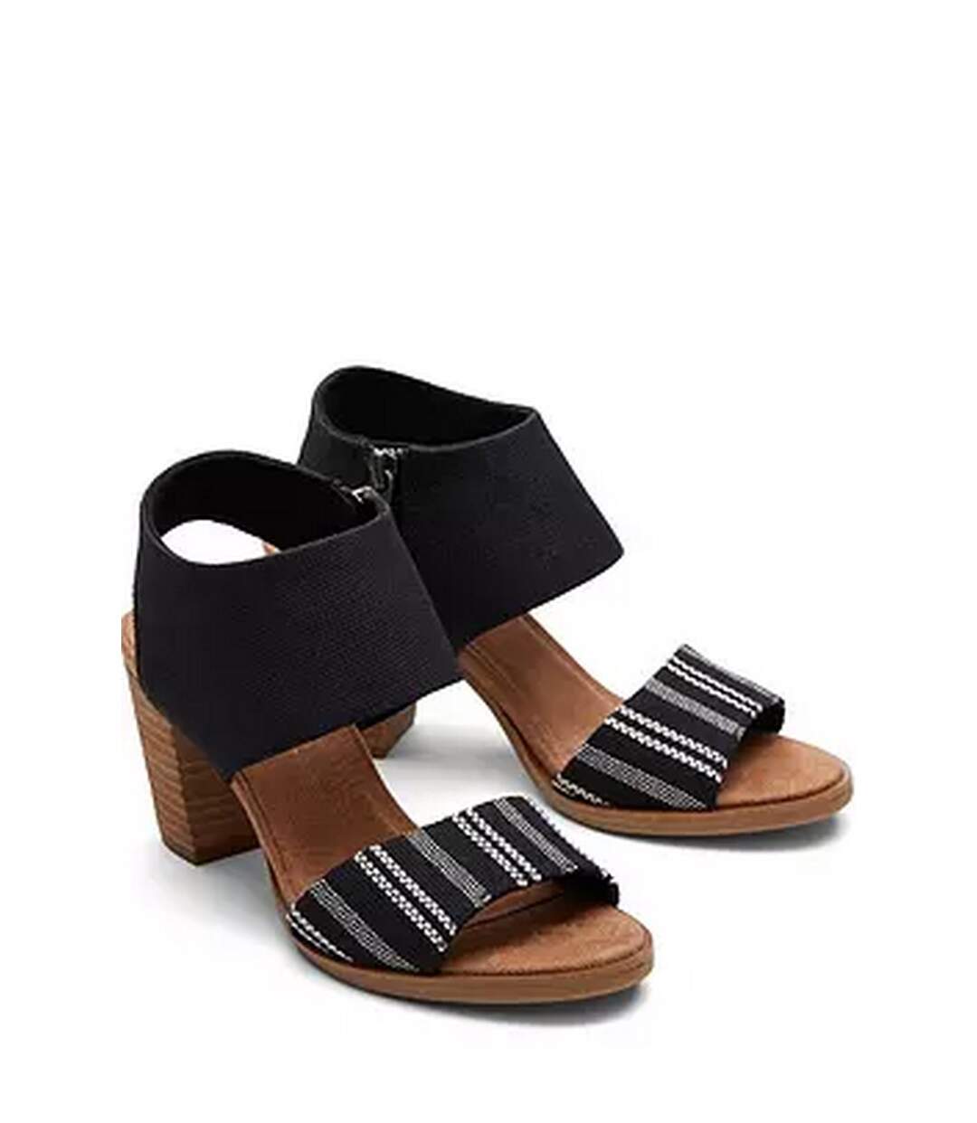 Womens/ladies Majorca Cut Out Leather Sandals Black Toms-1