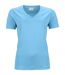 t-shirt respirant femme col V - running - JN735 - bleu turquoise