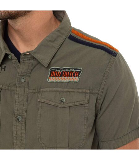 Chemise homme manches courtes en popeline avec patch et print Box Vondutch