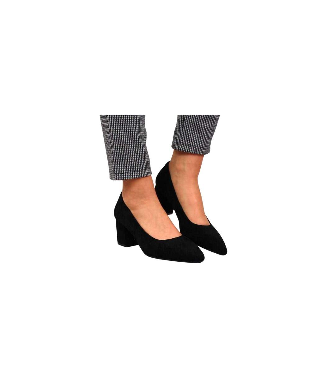 Womens/ladies Block Heel Pumps Black Sergio Leone-1