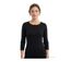 MAYFLOWER - Tee-shirt manches longues noir uni en viscose stretch avec col à 4 boutons-1
