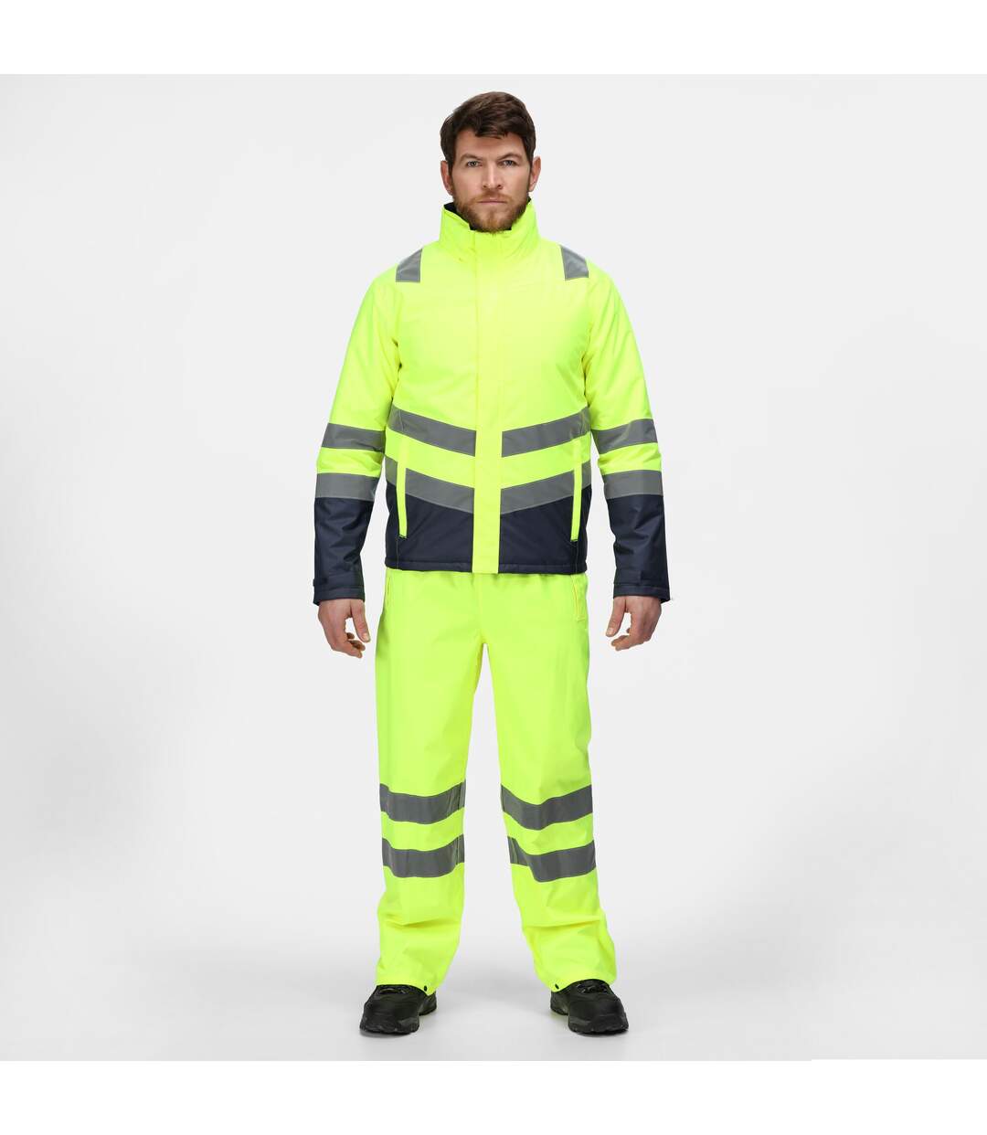 Mens High-vis Bomber Jacket Yellow Navy Regatta Professional-1
