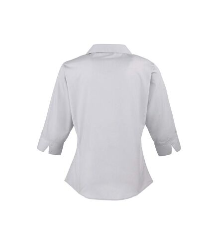 Premier Womens/Ladies Poplin 3/4 Sleeve Shirt (Silver) - UTPC6704