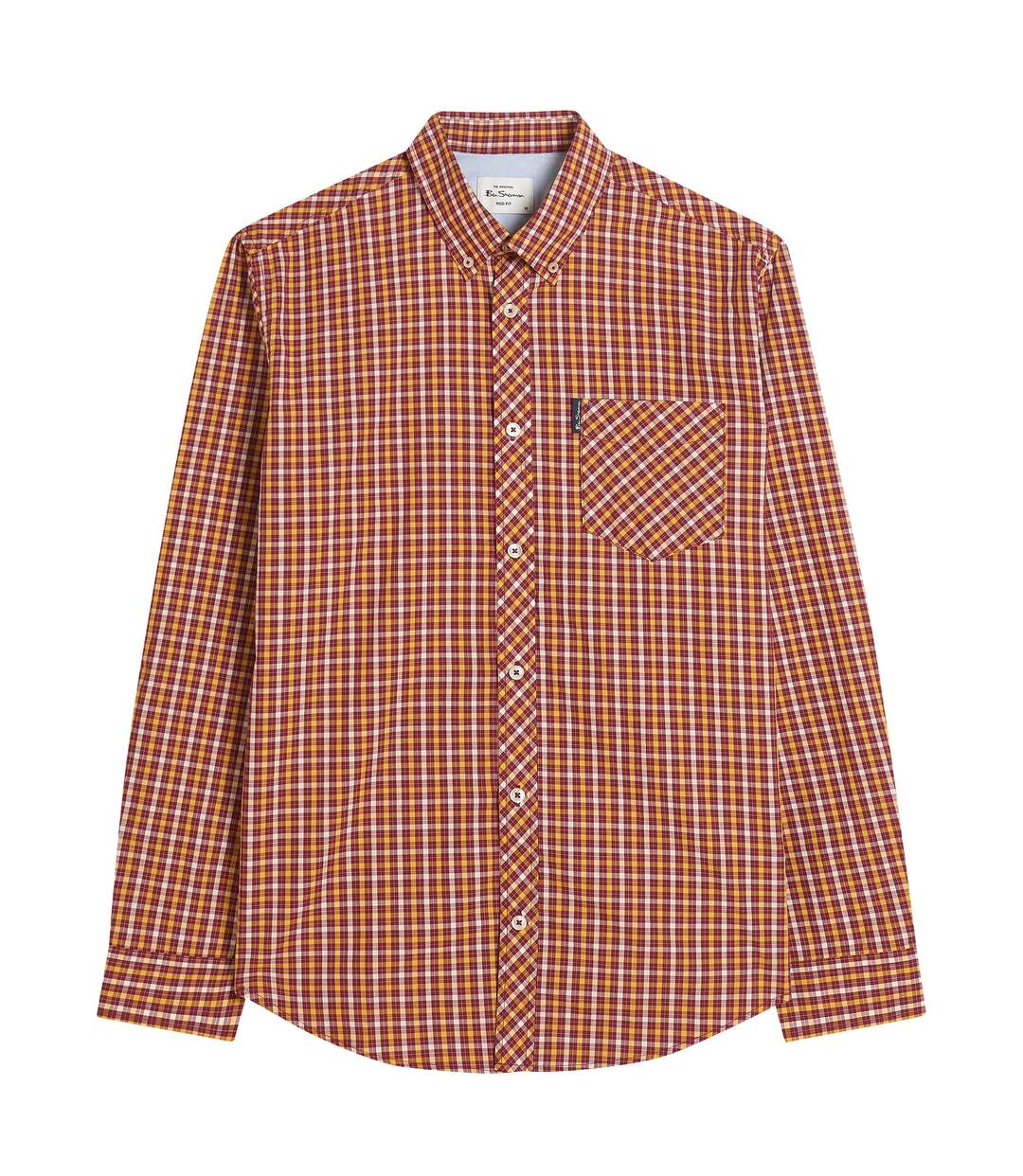 Mens Signature House Check Long-sleeved Shirt Red Ben Sherman-1