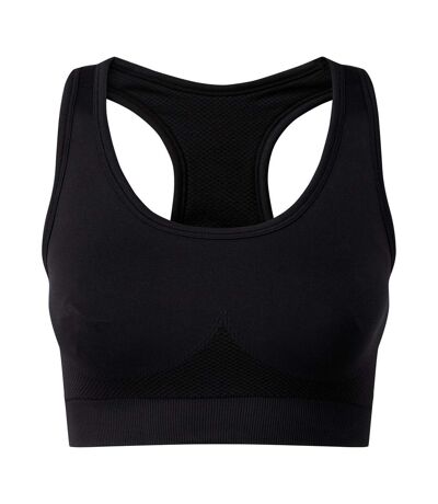 Womens/ladies seamless 3d fit multi-sport solid colour sculpt sports bra black TriDri