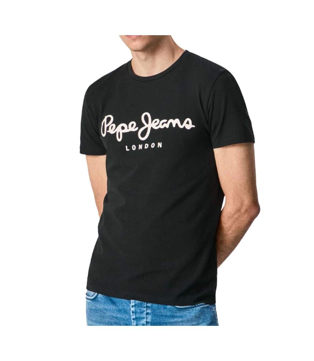 T-shirt Noir Homme Pepe Jeans Original Stretch N - L-1