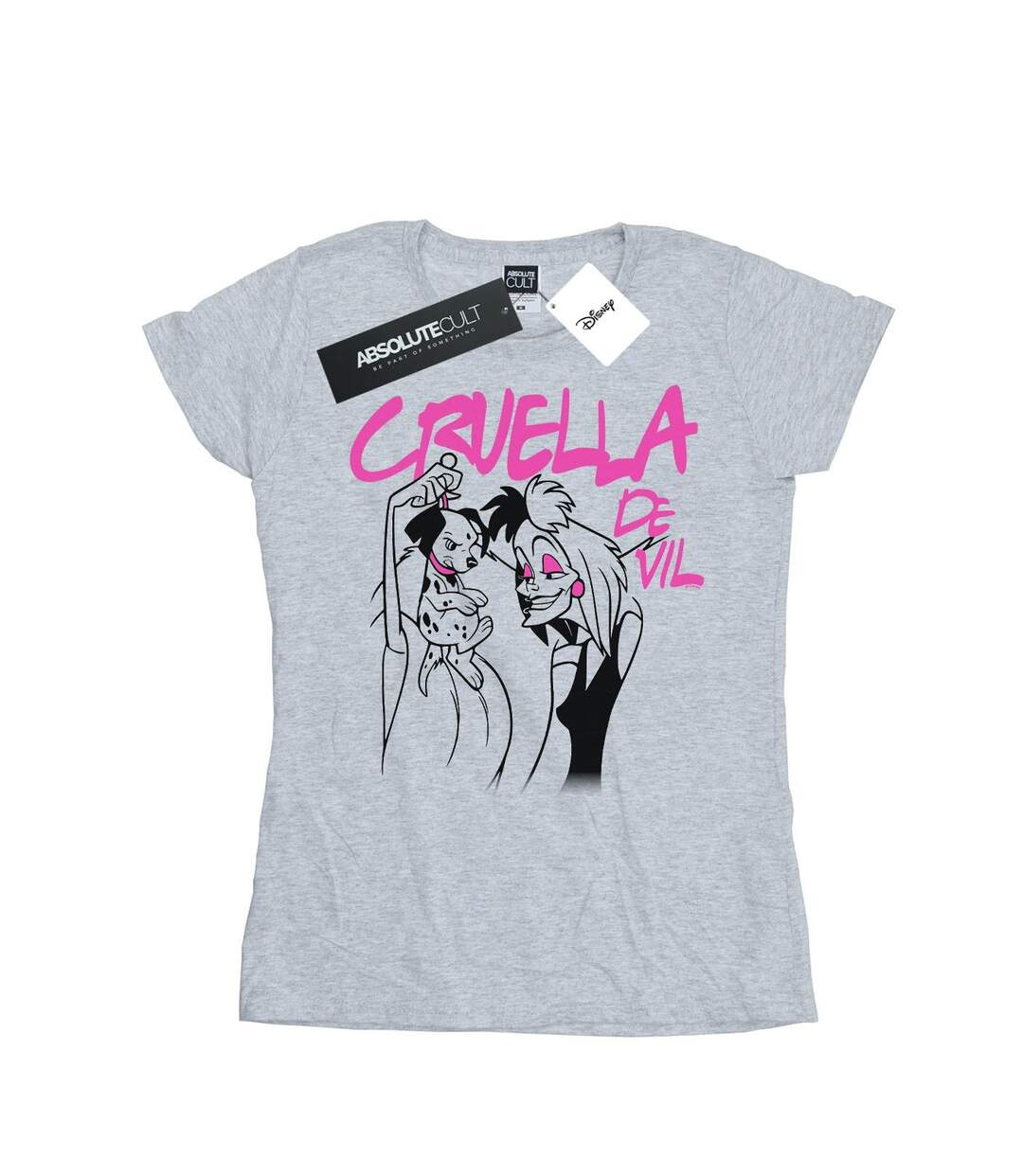 Disney Femme/Ladies - T-shirt en coton à collier Cruella De Vil (Gris sportif) - UTBI44538-1