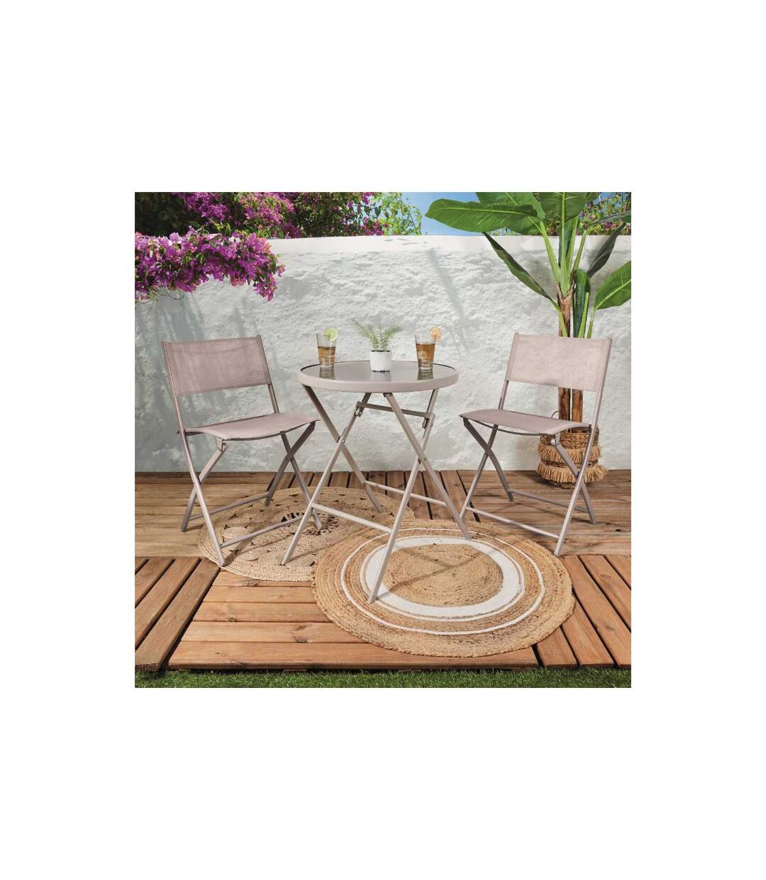 Table de Jardin Pliable Elba 71cm Beige-5