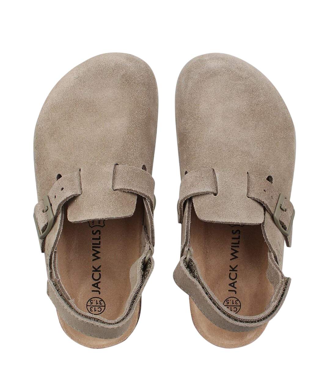 Childrens/kids Leather Mule Sandals Taupe Jack Wills-4
