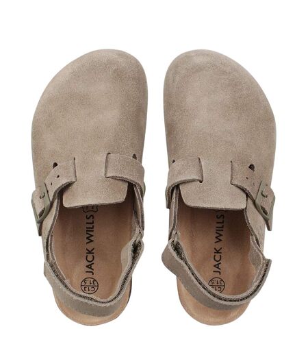 Childrens/kids Leather Mule Sandals Taupe Jack Wills