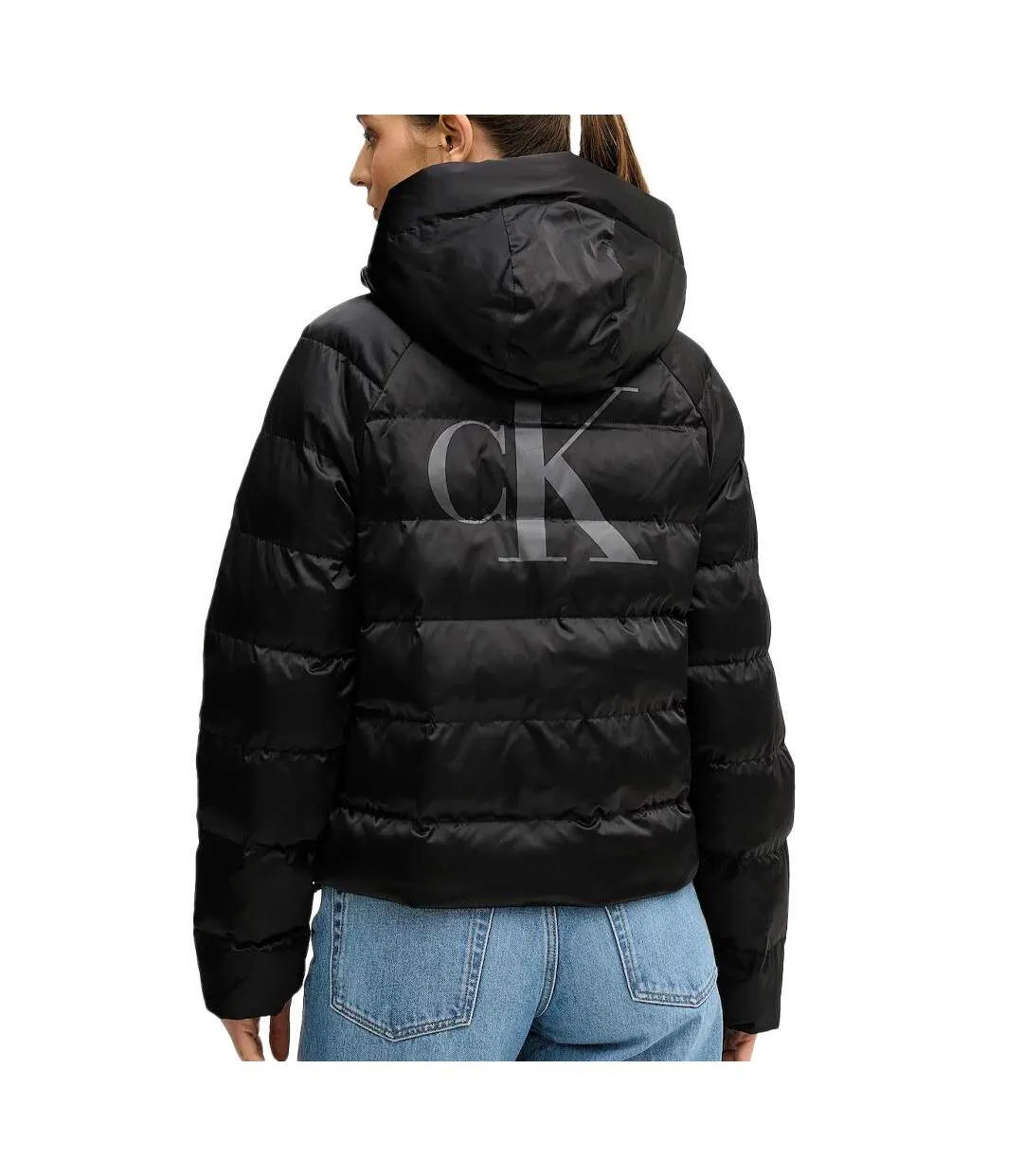 Doudoune noire femme calvin klein jeans satin-2