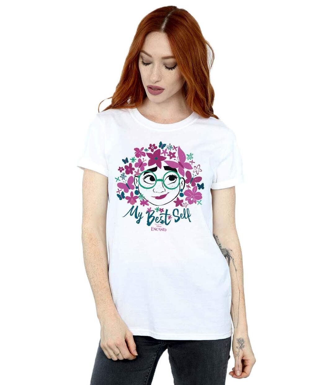 Disney Womens/Ladies Encanto My Best Self Cotton Boyfriend T-Shirt (Blanc) - UTBI22358-2