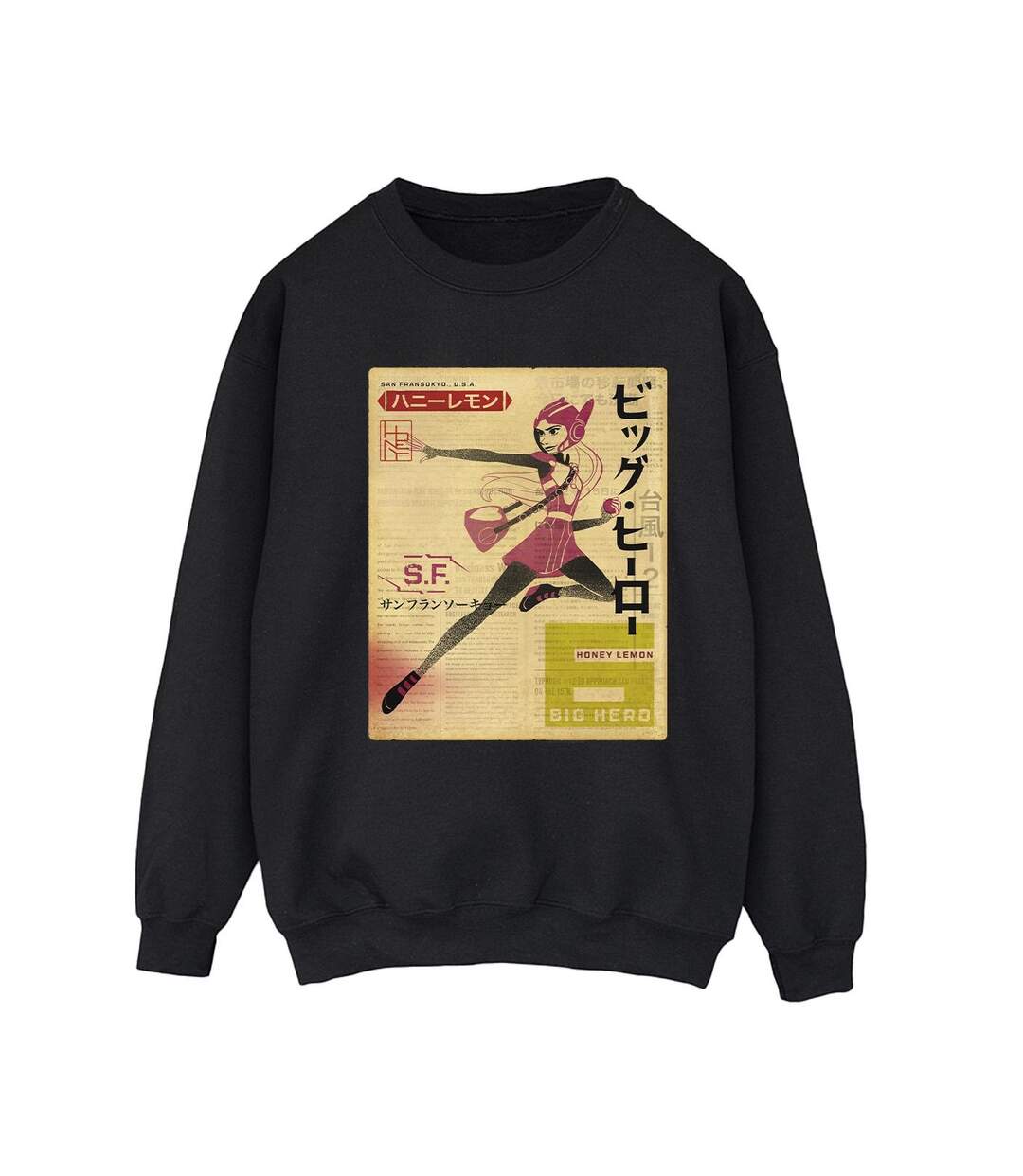 Disney Sweatshirt Big Hero 6 Baymax Honey Lemon Newspaper Femme/Femme (Noir) - UTBI11470-1