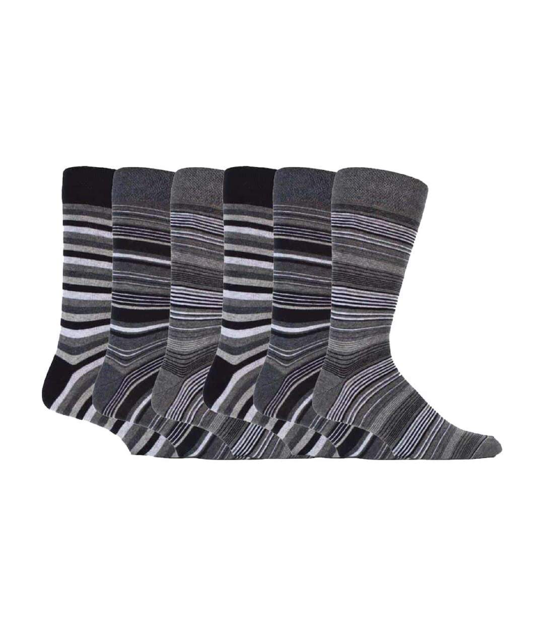 6 Paires Chaussettes Homme Coton avec Rayures-1