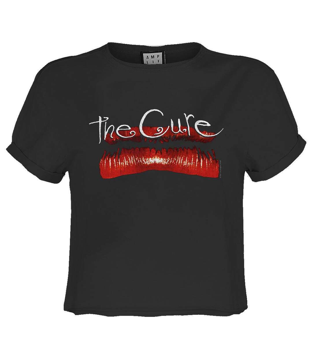Womens/ladies Lips The Cure Crop T-shirt Charcoal Amplified-1