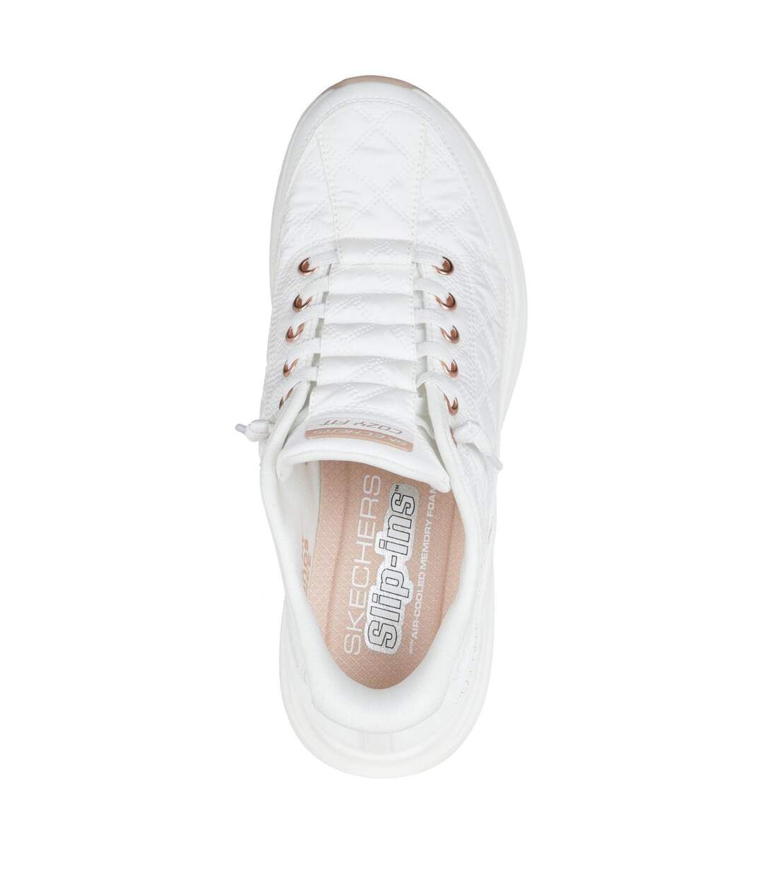 Baskets Femme Blanc Jaune Or Skechers-3
