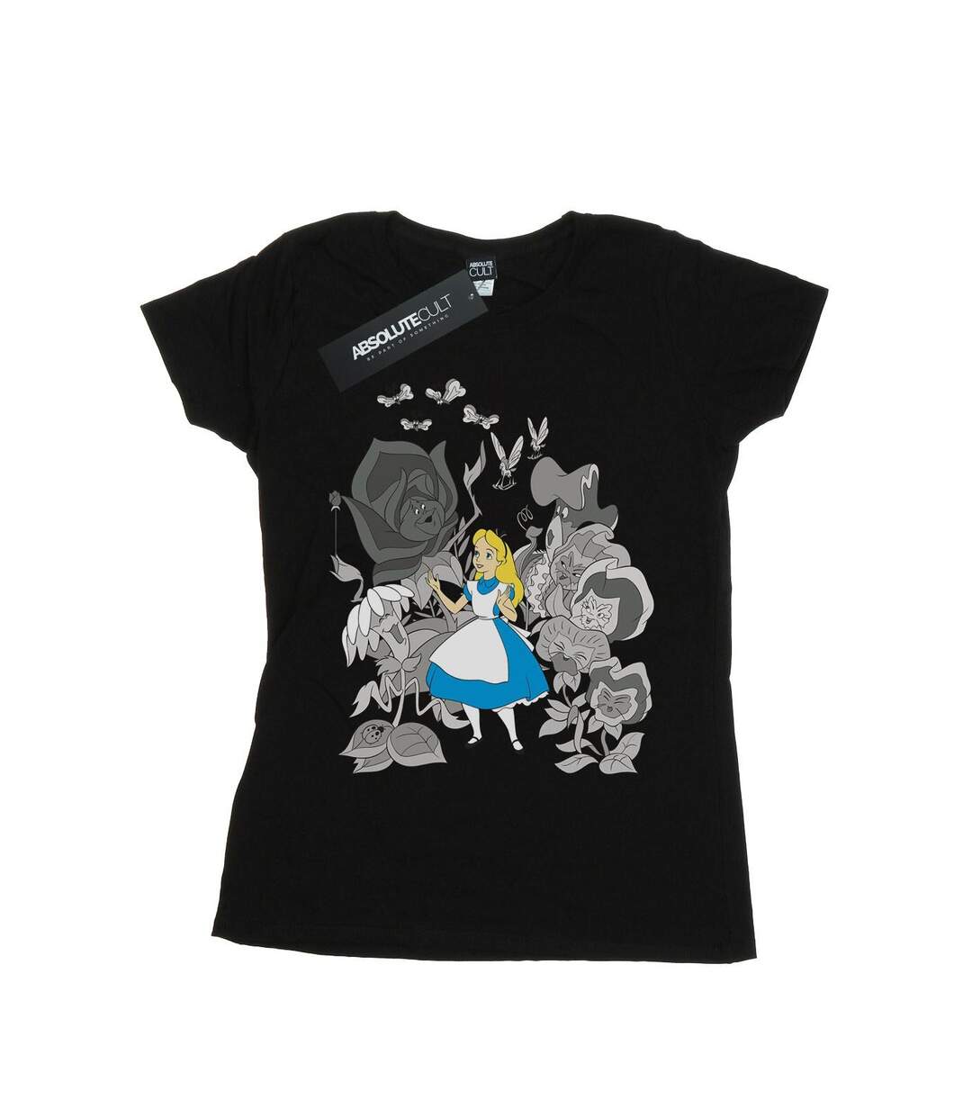 Disney Womens/Ladies Alice In Wonderland Flowers Cotton Boyfriend T-Shirt (Noir) - UTBI8370-1