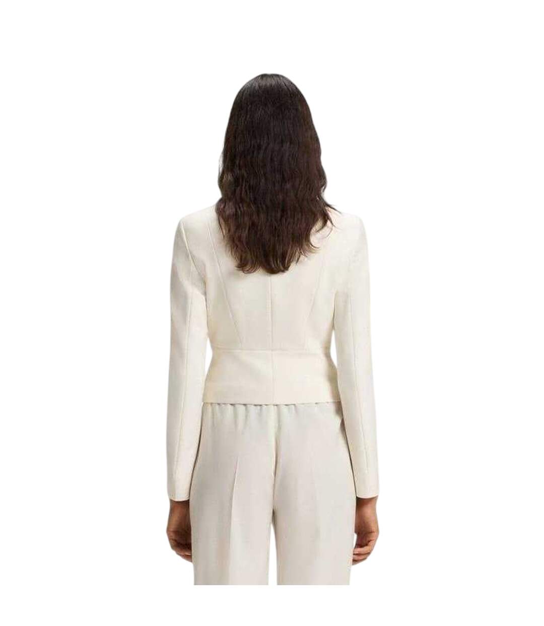 Womens/ladies Plain Slim Blazer White Faded White Boss-3
