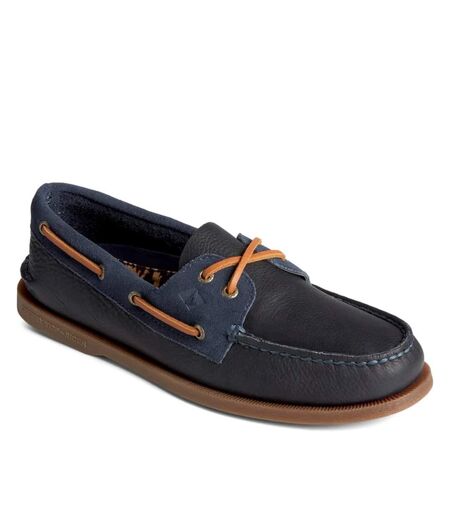 Sperry Mens Authentic Original Tumbled Leather Boat Shoes (Navy) - UTFS9974