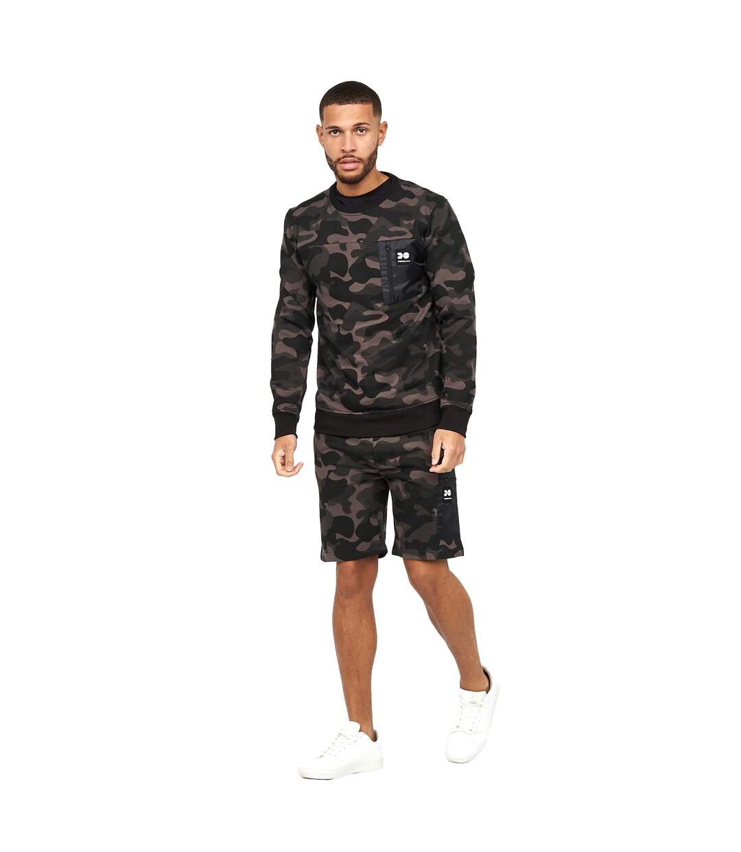 Mens velmax camo crew neck sweatshirt dark camo Crosshatch-4