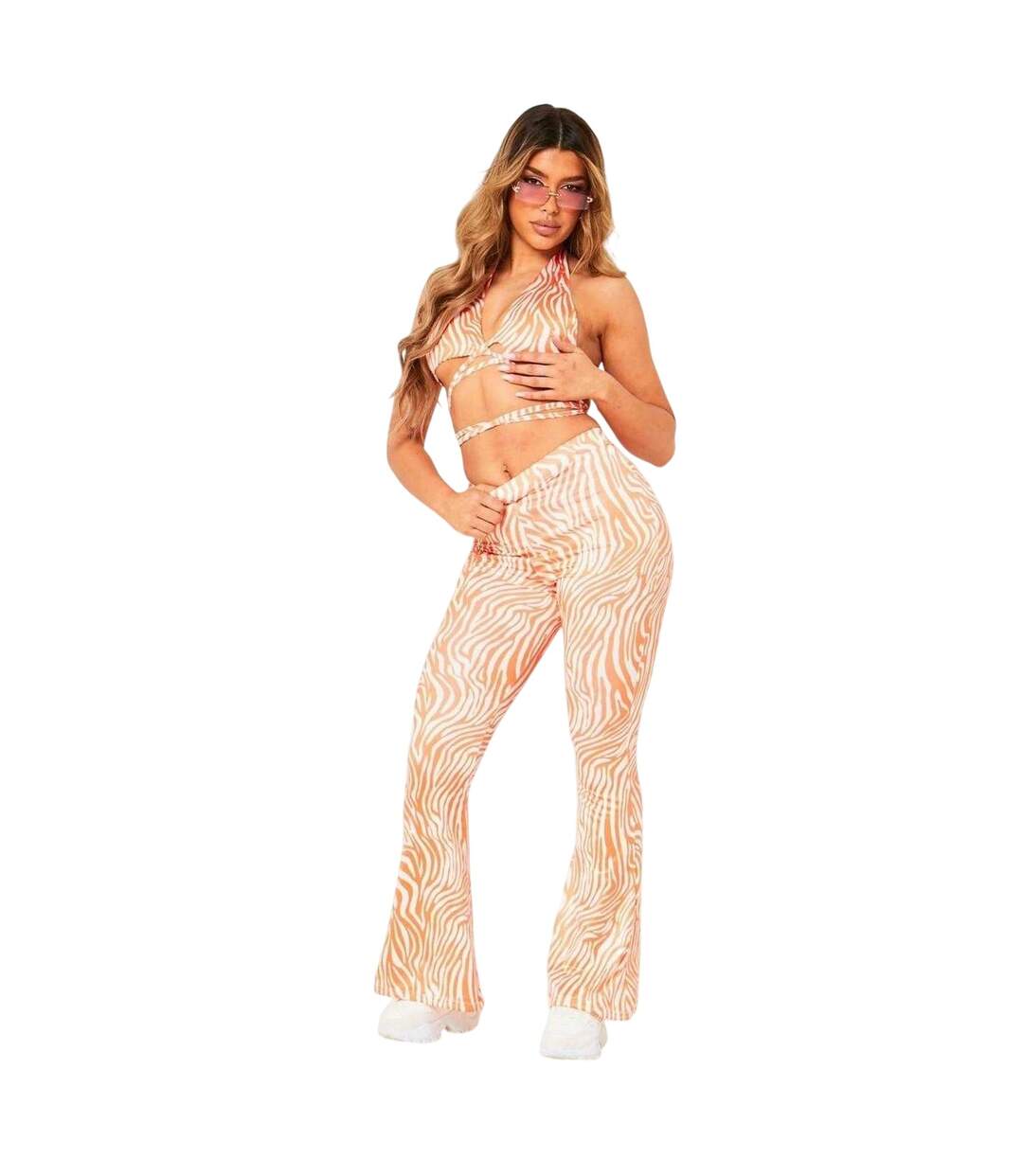 Pantalon Motif/style Imprimé Zèbre Femme Orange Missy Empire-1