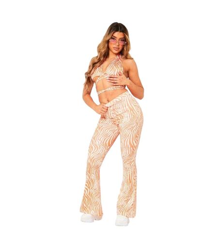 Pantalon Motif/style Imprimé Zèbre Femme Orange Missy Empire