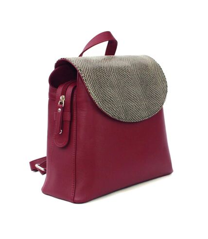 Eastern Counties Leather Petra Snake Print Leather Knapsack (Cranberry) (One Size) - UTEL433