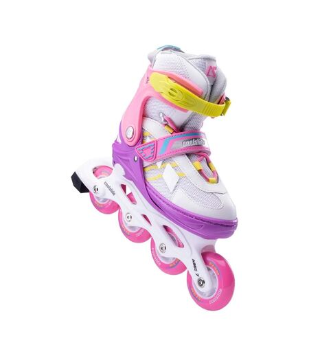 Patins À Roulettes Alignées Meron Enfant 38 Fr Blanc Rose Violet Coolslide