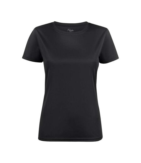 Womens/ladies Run T-shirt Black Printer RED