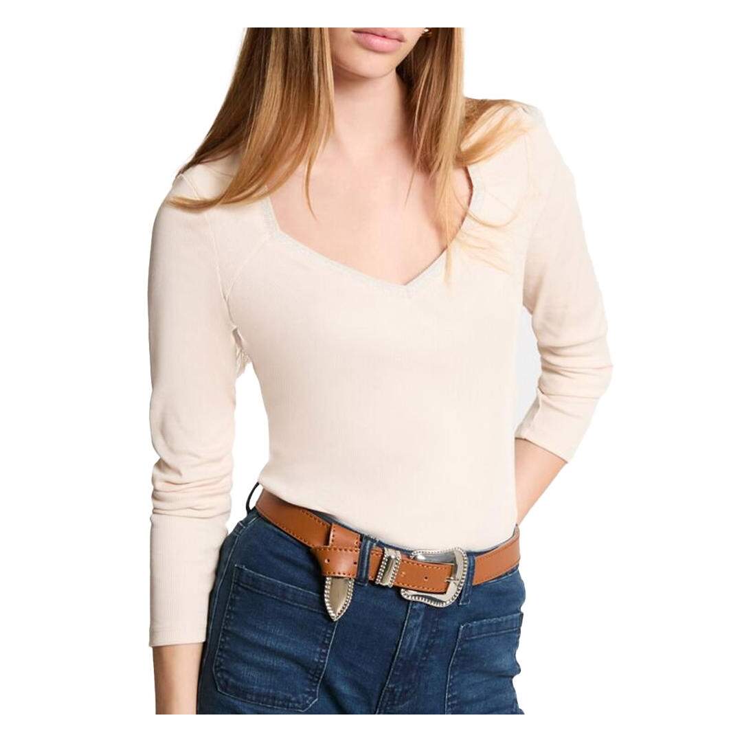 T-Shirt Manches Longues Beige Femme Morgan TRESOR - L-1