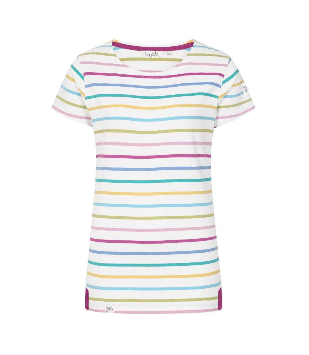 Womens/ladies Breton Colour Block Stripe Short-sleeved T-shirt Multicoloured Lazy Jacks-1