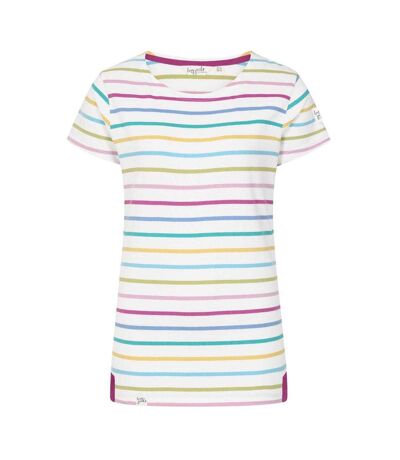 Womens/ladies Breton Colour Block Stripe Short-sleeved T-shirt Multicoloured Lazy Jacks