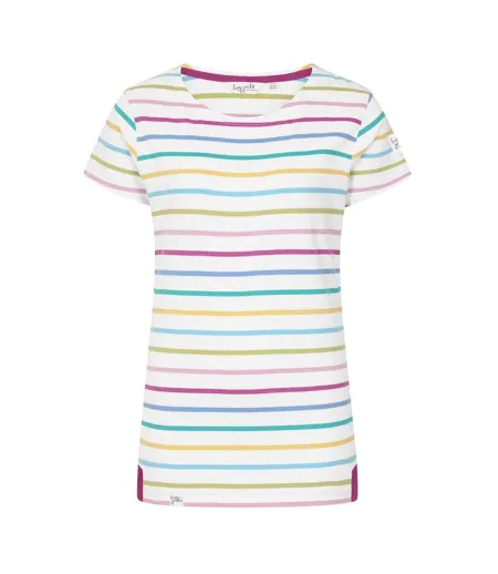 Womens/ladies Breton Colour Block Stripe Short-sleeved T-shirt Multicoloured Lazy Jacks