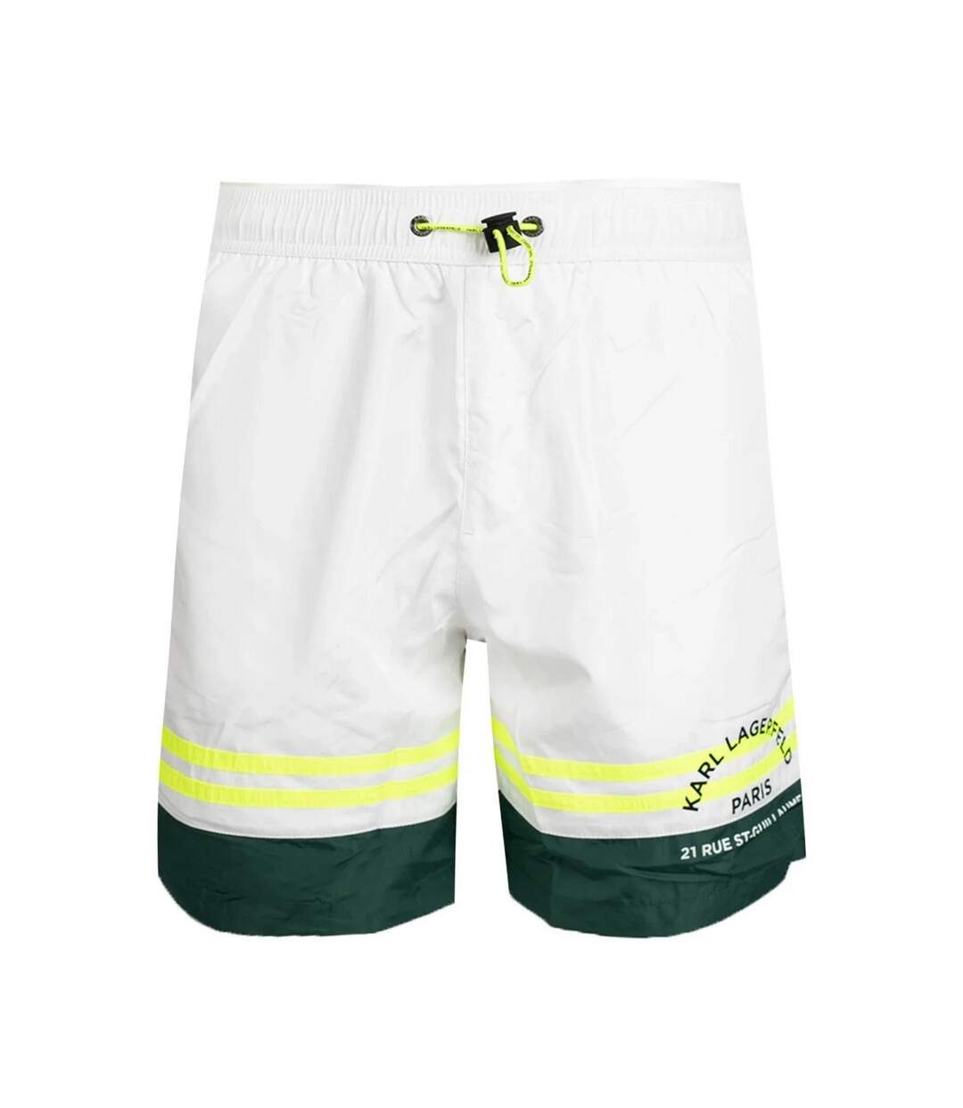 Short De Bain Motif/style Contrasté Homme Blanc Vert Karl Lagerfeld-2